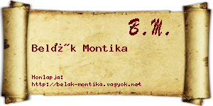 Belák Montika névjegykártya